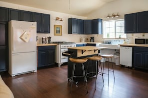 Open-concept kitchen setup.