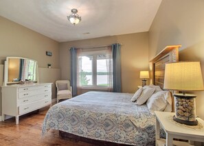 Your spacious king suite with lake views.