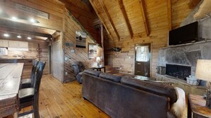 Indoors, Hardwood, Stained Wood, Screen, Couch