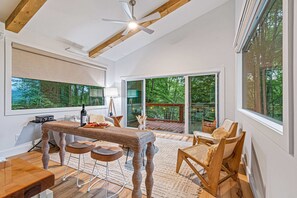 Living Area with Beautiful Wooden Furniture & Stunning Mountain Views