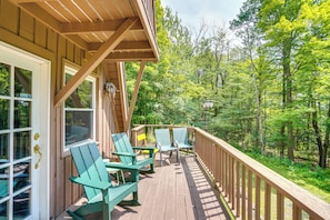 Furnished Deck | Outdoor Dining & Seating | Free WiFi | 2-Story Cabin