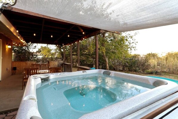 Year round hot tub.