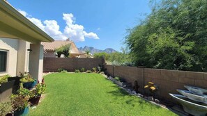 Picture yourself seated in our backyard, savoring the breathtaking view of the Catalina Mountains every day. It's a serene and picturesque setting that adds a touch of natural beauty to your daily moments.
