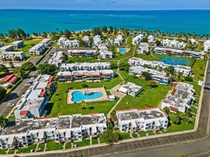Aerial view of Playas del Yunque - the community where Villa Sol y Arena is located
