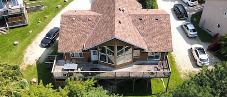 Arial view of the chalet from behind