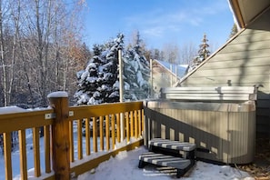 Private hot tub facing ski hill