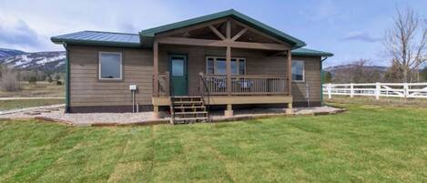 View of the cabin from the spacious lawn