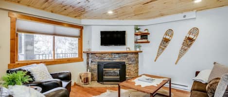 Living room w/TV and fireplace