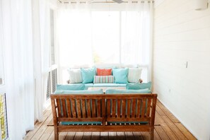 Indoor screened porch in main house bottom level