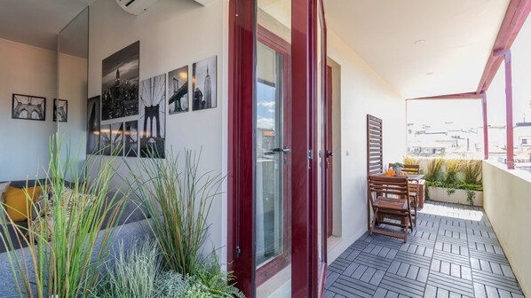 Spacious balcony where you can enjoy a delicous breakfast or a lovely glass of wine #balcony #airbnb