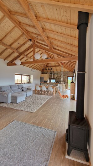living room with fire place