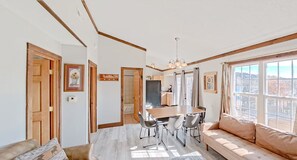 Open, airy space seamless dining and living areas for ultimate comfort