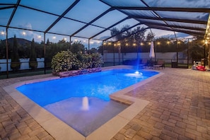 Pool changes colors.