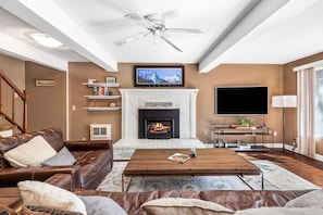 On-demand electric fireplace