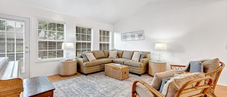Spacious living room with comfortable seating
