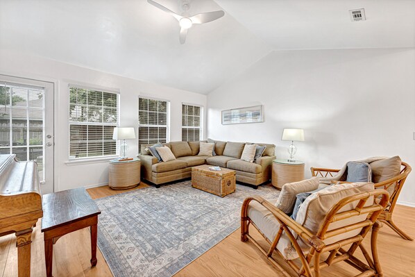 Spacious living room with comfortable seating
