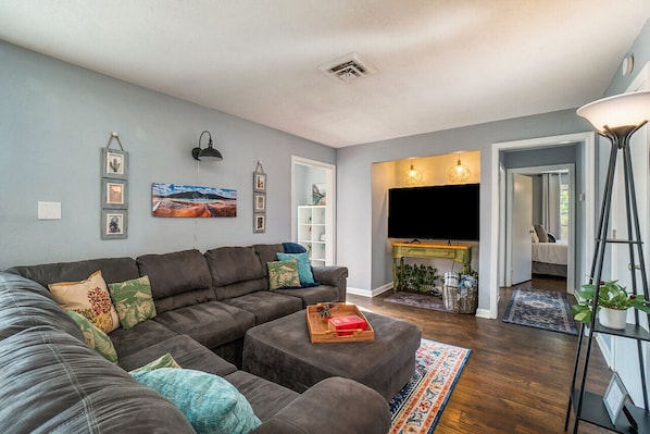Comfortable living room with plenty of seating
