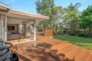 expansive deck areas allow for sunbathing, relaxing and quiet family spaces