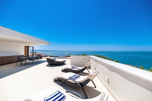 The Villa is located only 300 m from the beach and offers a spectacular view of the sea