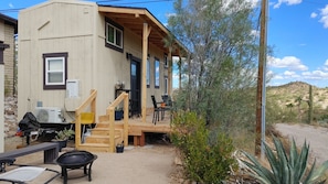 Front of home, deck and lounge area