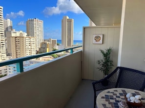 Rap around room Patio with some ocean view