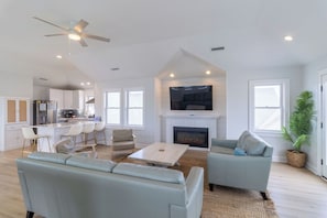 Rest by the fire with the entire family and enjoy a movie on the large ROKU TV