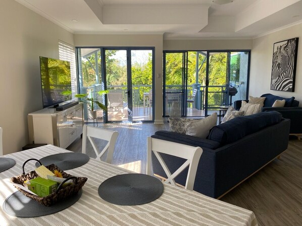 Main living/dining area. Spacious with ocean breezes