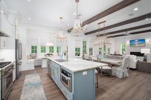 First Floor Open Kitchen, Dining, and Living Room