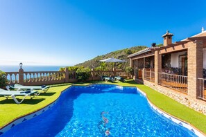 Private pool and terrace with sea views