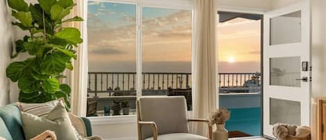 Ocean Views and Beautiful sunsets from your living room.