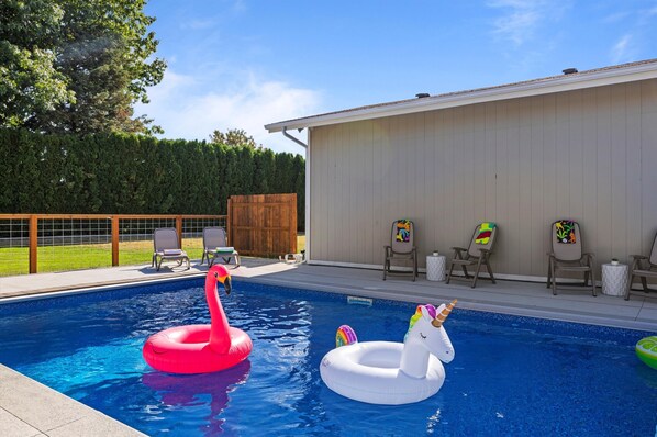 Large heated pool for hours of fun and relaxation