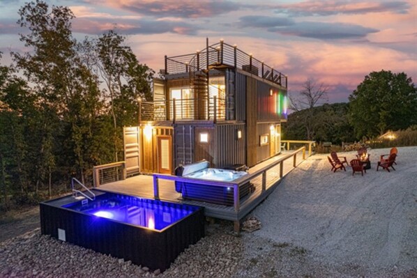 Heated outdoor pool and hot tub