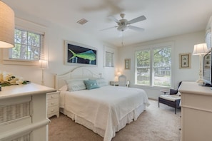 Beautiful bedroom with ceiling fan