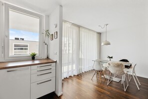 High standard dining room with high chair for kids