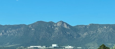 The Airforce Academy is beautifully lit up at night and easily visible.