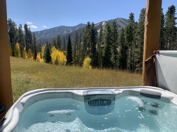 Delux hot tub that holds up to 8 people!  Excess room on the deck for gathering