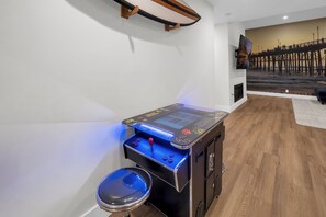 Cocktail arcade machine in the living room.