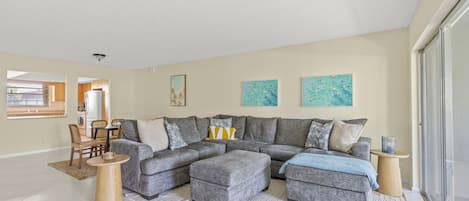 Living Room, Relax on the Large Sectional while watching a movie on the 65 inch tv.