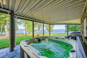 Unwind and let your cares melt away in the private hot tub!