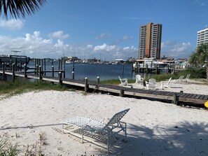 Private beach on popular Little Sabine Bay… the hub for all water excursions