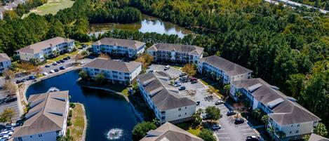 A stunning aerial view of the Willow Bend community at Barefoot Resort and Golf.