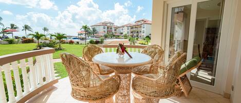 Larger patio than other 2 bedroom oceanview condos and has a "walk out" to pool.