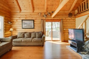 Living Room | Wood-Burning Stove | Deck Access