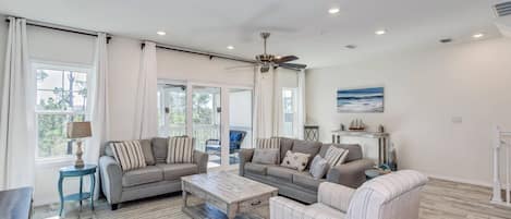 Spacious living room with looks of natural light!