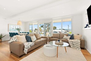 Upstairs living room with gas log fire