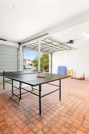 Table tennis, with many other amenities such as cricket, tennis and boogie boards