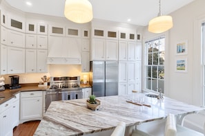 Kitchen with counter seating.