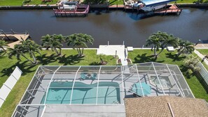 View from above of the entire terrace area and the canal