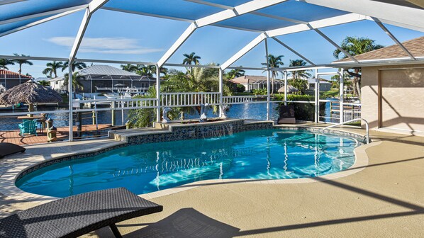 The electrically heated pool awaits you