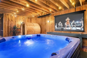 Enjoy your favorite movies, sports and entertainment while soaking in the hot tub